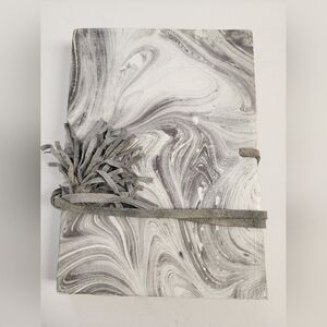 Anthropologie Unisex Leather Marble Grey & Gold Journal Sketch Book Wrap Closure